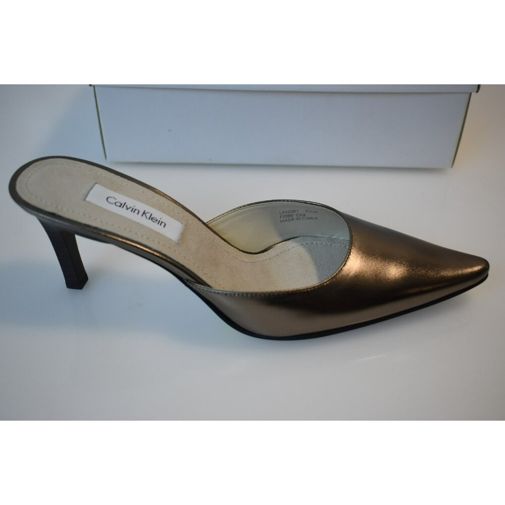 Calvin Klein Women's 9.5M Pewter Slip on Pointy toe heels New Landry Flash - Picture 3 of 11